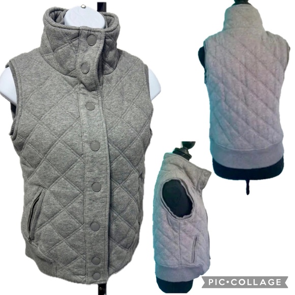 Aeropostale Eighty Seven Quilted Cotton Gray Zip-Up Puffer Vest Size M - Picture 8 of 9